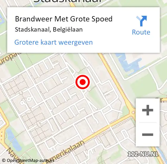 Locatie op kaart van de 112 melding: Brandweer Met Grote Spoed Naar Stadskanaal, Belgiëlaan op 8 januari 2022 18:10
