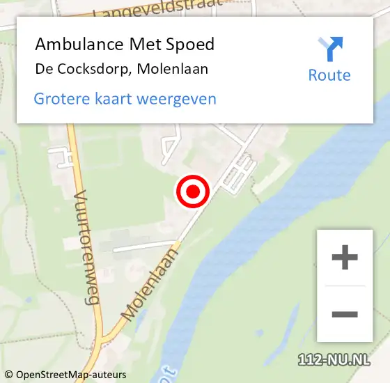 Locatie op kaart van de 112 melding: Ambulance Met Spoed Naar De Cocksdorp, Molenlaan op 8 januari 2022 19:30