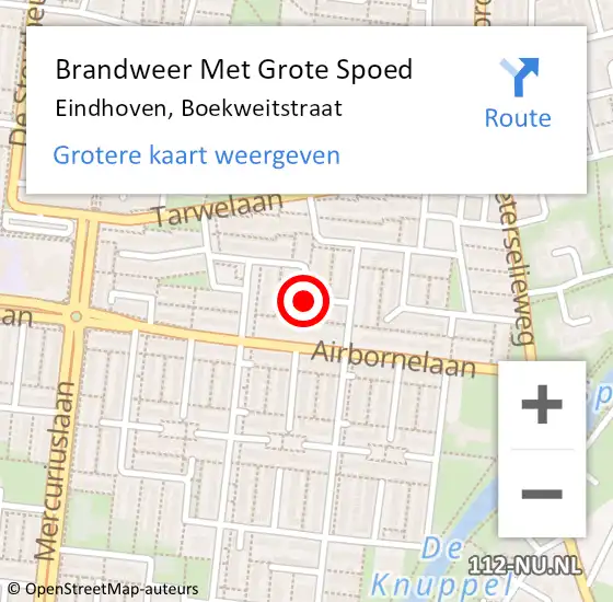 Locatie op kaart van de 112 melding: Brandweer Met Grote Spoed Naar Eindhoven, Boekweitstraat op 8 januari 2022 21:00