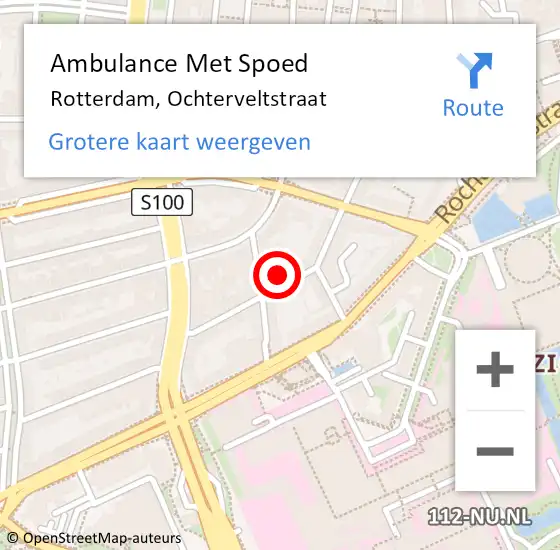 Locatie op kaart van de 112 melding: Ambulance Met Spoed Naar Rotterdam, Ochterveltstraat op 9 januari 2022 00:14