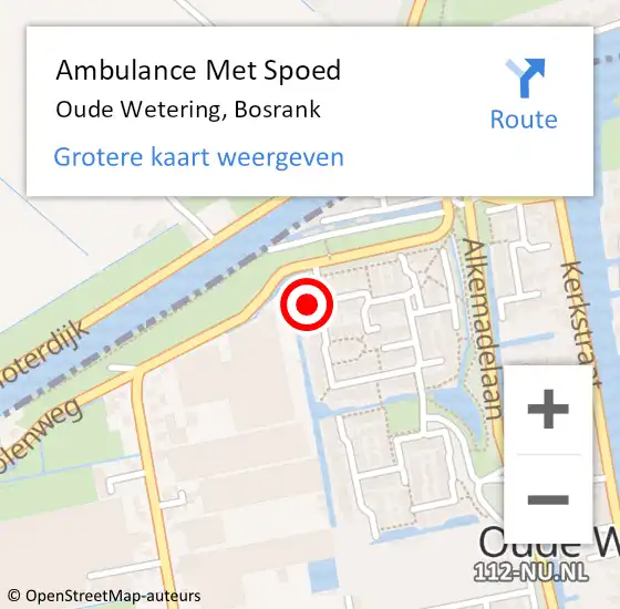 Locatie op kaart van de 112 melding: Ambulance Met Spoed Naar Oude Wetering, Bosrank op 9 januari 2022 06:57