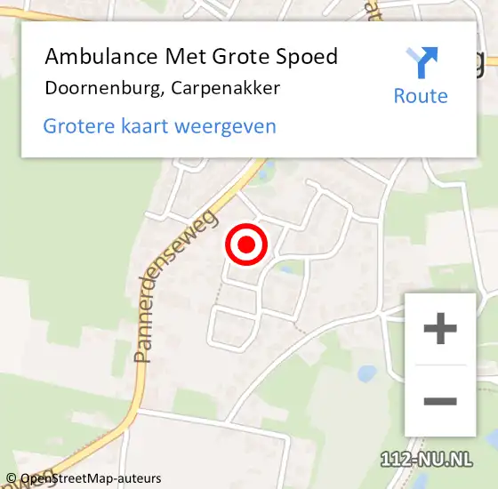 Locatie op kaart van de 112 melding: Ambulance Met Grote Spoed Naar Doornenburg, Carpenakker op 9 januari 2022 07:53