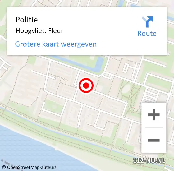 Locatie op kaart van de 112 melding: Politie Hoogvliet, Fleur op 9 januari 2022 09:22