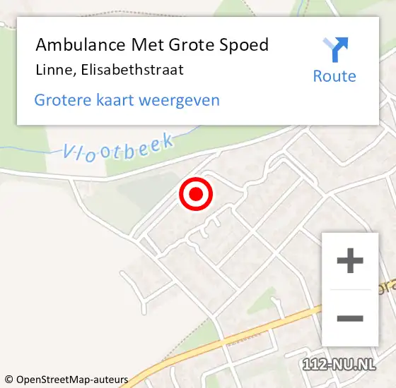 Locatie op kaart van de 112 melding: Ambulance Met Grote Spoed Naar Linne, Elisabethstraat op 9 januari 2022 10:37