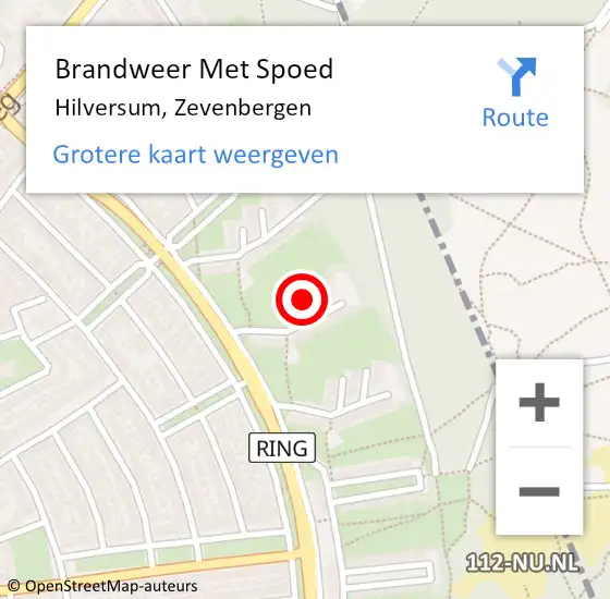 Locatie op kaart van de 112 melding: Brandweer Met Spoed Naar Hilversum, Zevenbergen op 9 januari 2022 11:30