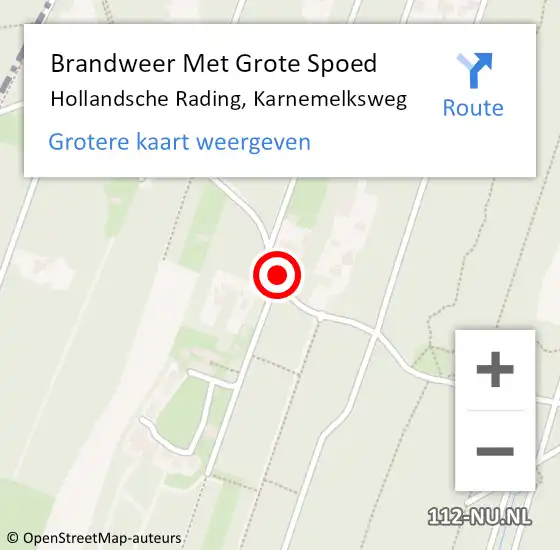Locatie op kaart van de 112 melding: Brandweer Met Grote Spoed Naar Hollandsche Rading, Karnemelksweg op 9 januari 2022 11:32