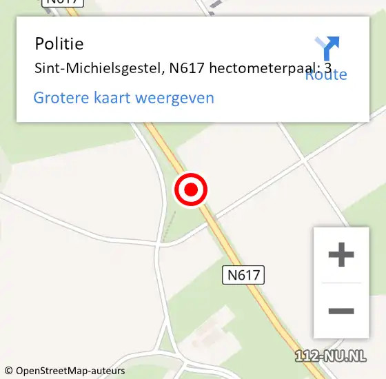 Locatie op kaart van de 112 melding: Politie Sint-Michielsgestel, N617 hectometerpaal: 3 op 9 januari 2022 12:01