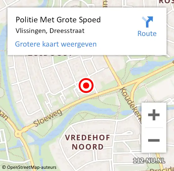 Locatie op kaart van de 112 melding: Politie Met Grote Spoed Naar Vlissingen, Dreesstraat op 9 januari 2022 13:38