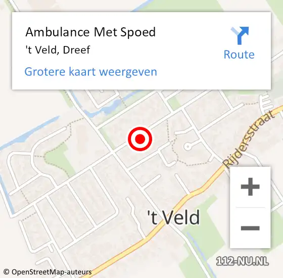 Locatie op kaart van de 112 melding: Ambulance Met Spoed Naar 't Veld, Dreef op 9 januari 2022 14:18