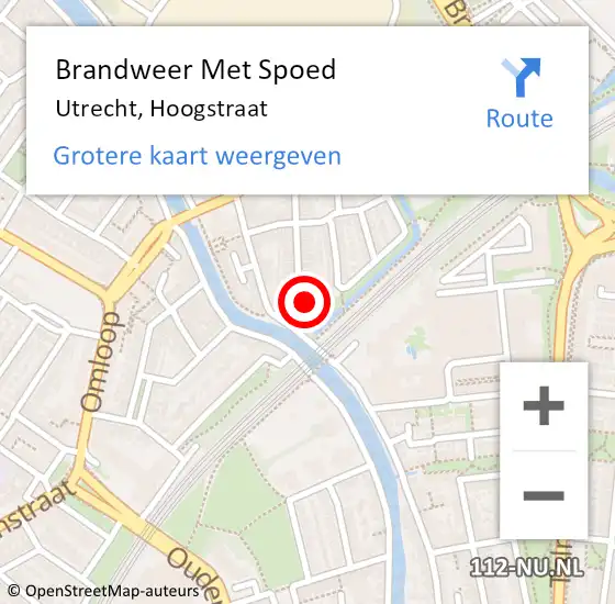 Locatie op kaart van de 112 melding: Brandweer Met Spoed Naar Utrecht, Hoogstraat op 9 januari 2022 14:47