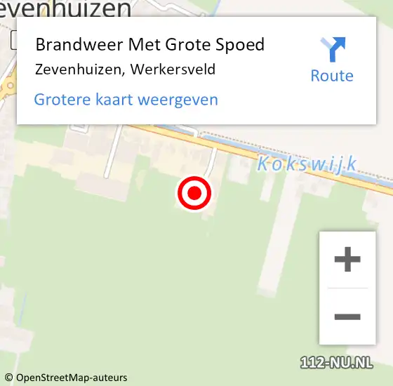 Locatie op kaart van de 112 melding: Brandweer Met Grote Spoed Naar Zevenhuizen, Werkersveld op 9 januari 2022 17:18