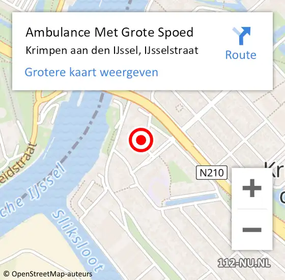 Locatie op kaart van de 112 melding: Ambulance Met Grote Spoed Naar Krimpen aan den IJssel, IJsselstraat op 9 januari 2022 17:19