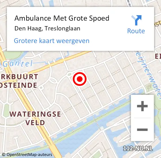 Locatie op kaart van de 112 melding: Ambulance Met Grote Spoed Naar Den Haag, Treslonglaan op 9 januari 2022 17:33