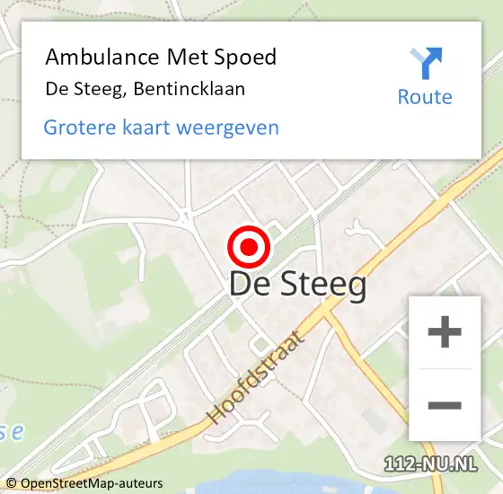 Locatie op kaart van de 112 melding: Ambulance Met Spoed Naar De Steeg, Bentincklaan op 9 januari 2022 17:52