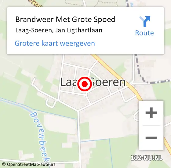 Locatie op kaart van de 112 melding: Brandweer Met Grote Spoed Naar Laag-Soeren, Jan Ligthartlaan op 9 januari 2022 20:39