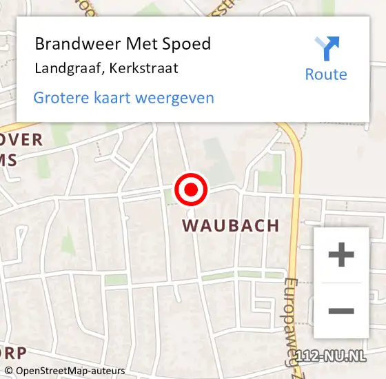 Locatie op kaart van de 112 melding: Brandweer Met Spoed Naar Landgraaf, Kerkstraat op 9 januari 2022 20:40
