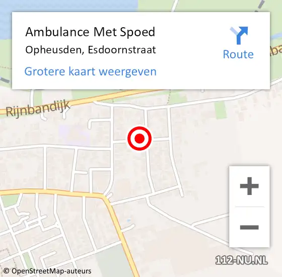 Locatie op kaart van de 112 melding: Ambulance Met Spoed Naar Opheusden, Esdoornstraat op 9 januari 2022 22:27