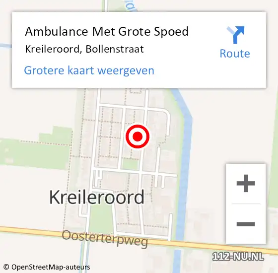 Locatie op kaart van de 112 melding: Ambulance Met Grote Spoed Naar Kreileroord, Bollenstraat op 10 januari 2022 00:22