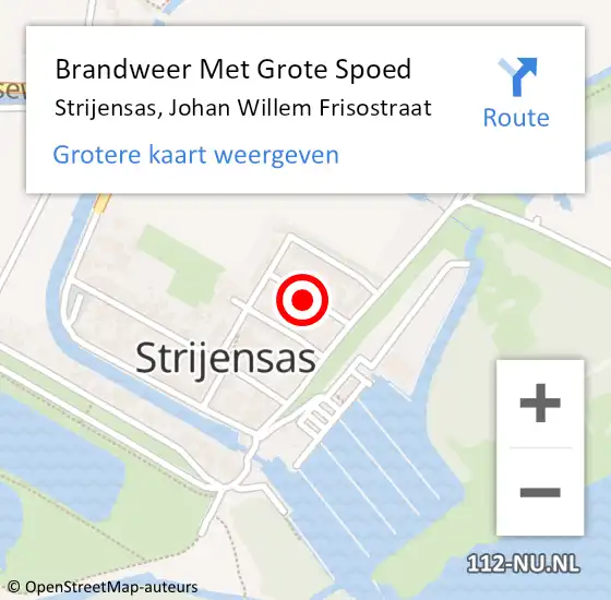 Locatie op kaart van de 112 melding: Brandweer Met Grote Spoed Naar Strijensas, Johan Willem Frisostraat op 10 januari 2022 13:53