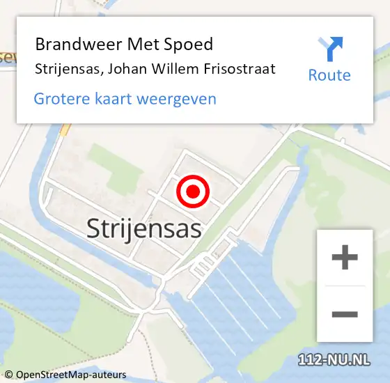 Locatie op kaart van de 112 melding: Brandweer Met Spoed Naar Strijensas, Johan Willem Frisostraat op 10 januari 2022 13:55