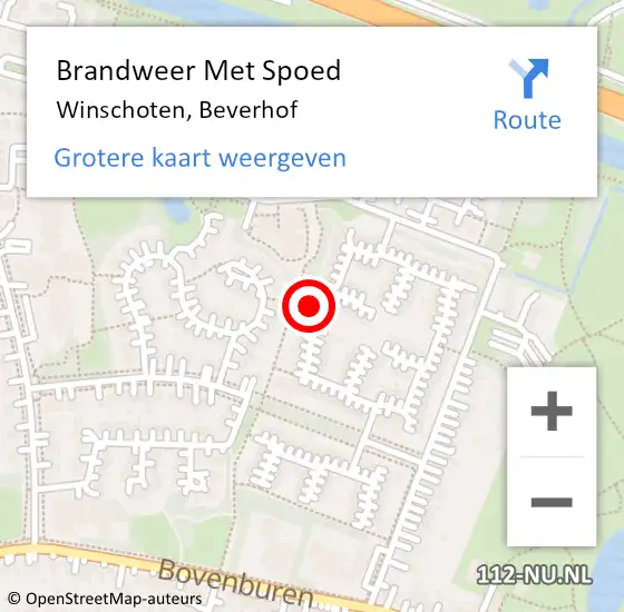 Locatie op kaart van de 112 melding: Brandweer Met Spoed Naar Winschoten, Beverhof op 7 oktober 2013 11:18