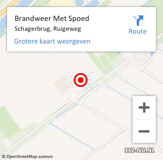 Locatie op kaart van de 112 melding: Brandweer Met Spoed Naar Schagerbrug, Ruigeweg op 10 januari 2022 17:43