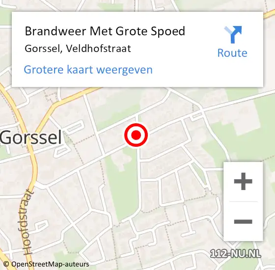 Locatie op kaart van de 112 melding: Brandweer Met Grote Spoed Naar Gorssel, Veldhofstraat op 10 januari 2022 18:04