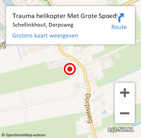 Locatie op kaart van de 112 melding: Trauma helikopter Met Grote Spoed Naar Schellinkhout, Dorpsweg op 10 januari 2022 19:11