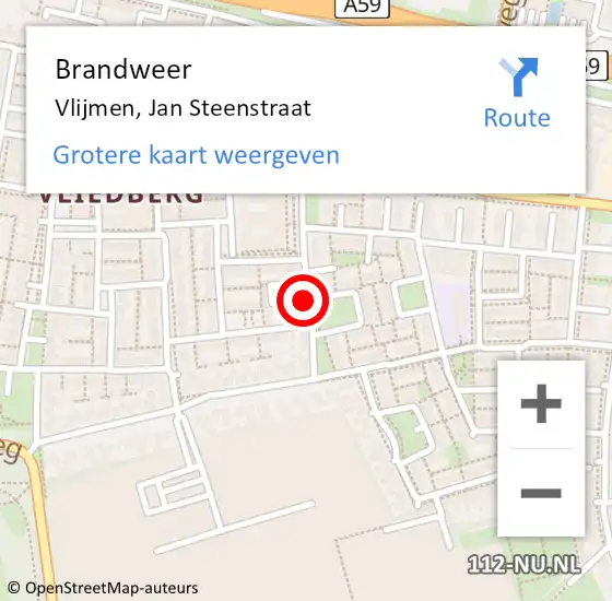 Locatie op kaart van de 112 melding: Brandweer Vlijmen, Jan Steenstraat op 10 januari 2022 20:36