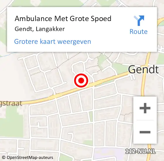 Locatie op kaart van de 112 melding: Ambulance Met Grote Spoed Naar Gendt, Langakker op 10 januari 2022 22:20