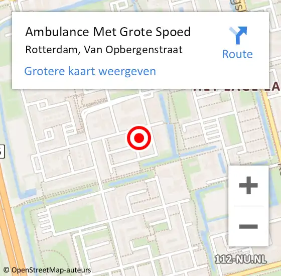Locatie op kaart van de 112 melding: Ambulance Met Grote Spoed Naar Rotterdam, Van Opbergenstraat op 11 januari 2022 01:04