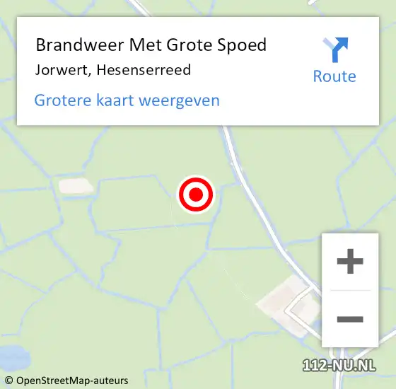 Locatie op kaart van de 112 melding: Brandweer Met Grote Spoed Naar Jorwert, Hesenserreed op 11 januari 2022 07:33