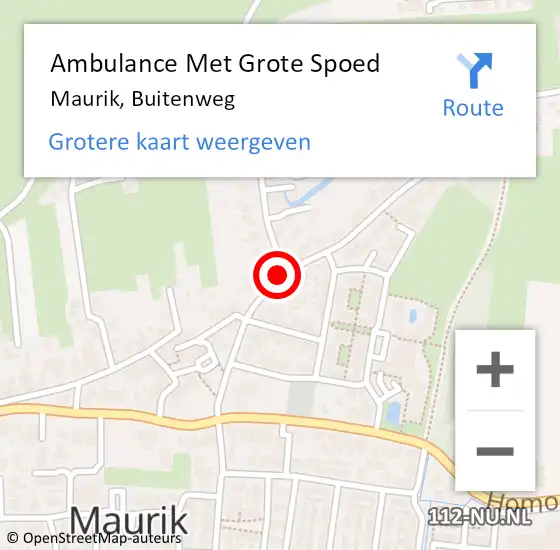 Locatie op kaart van de 112 melding: Ambulance Met Grote Spoed Naar Maurik, Buitenweg op 11 januari 2022 10:09