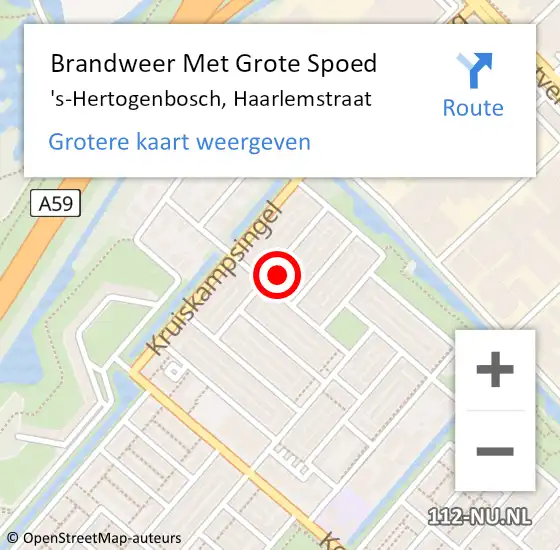 Locatie op kaart van de 112 melding: Brandweer Met Grote Spoed Naar 's-Hertogenbosch, Haarlemstraat op 11 januari 2022 10:39