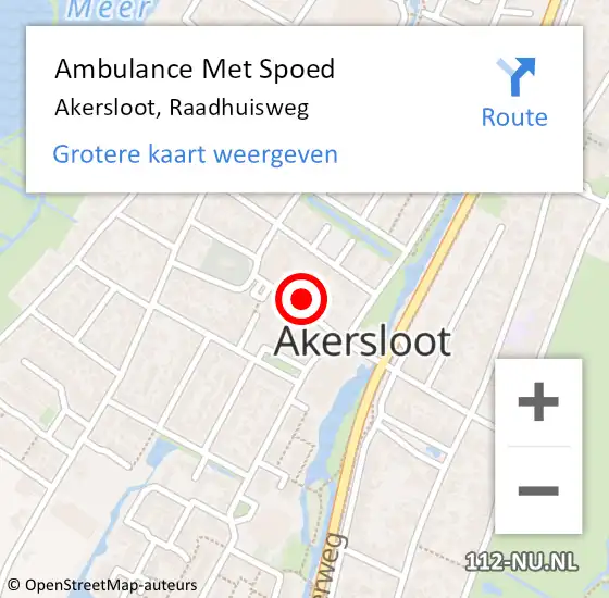 Locatie op kaart van de 112 melding: Ambulance Met Spoed Naar Akersloot, Raadhuisweg op 11 januari 2022 11:27