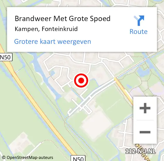 Locatie op kaart van de 112 melding: Brandweer Met Grote Spoed Naar Kampen, Fonteinkruid op 11 januari 2022 16:39