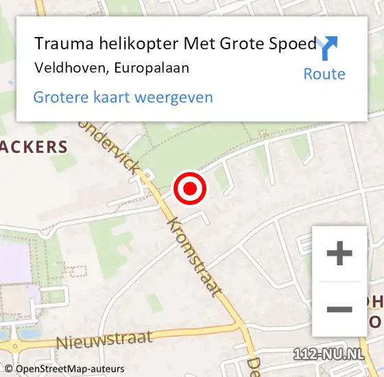 Locatie op kaart van de 112 melding: Trauma helikopter Met Grote Spoed Naar Veldhoven, Europalaan op 11 januari 2022 19:22