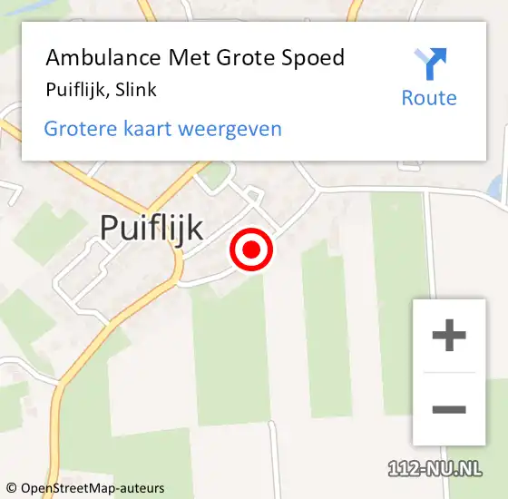 Locatie op kaart van de 112 melding: Ambulance Met Grote Spoed Naar Puiflijk, Slink op 12 januari 2022 00:53