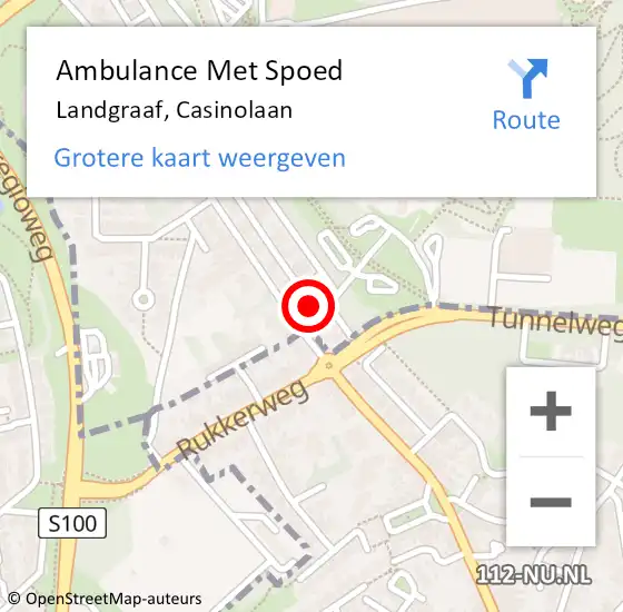 Locatie op kaart van de 112 melding: Ambulance Met Spoed Naar Landgraaf, Casinolaan op 5 juli 2014 01:15