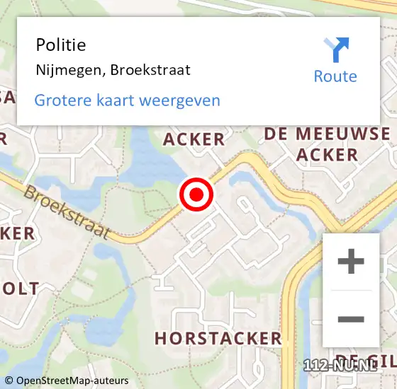 Locatie op kaart van de 112 melding: Politie Nijmegen, Broekstraat op 12 januari 2022 12:37