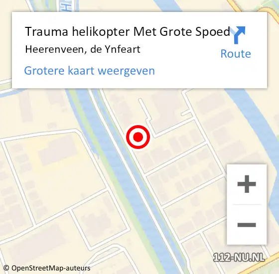 Locatie op kaart van de 112 melding: Trauma helikopter Met Grote Spoed Naar Heerenveen, de Ynfeart op 12 januari 2022 15:35