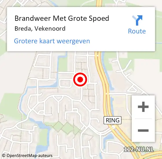 Locatie op kaart van de 112 melding: Brandweer Met Grote Spoed Naar Breda, Vekenoord op 12 januari 2022 19:10