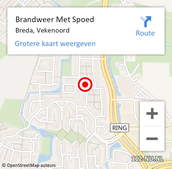 Locatie op kaart van de 112 melding: Brandweer Met Spoed Naar Breda, Vekenoord op 12 januari 2022 19:21