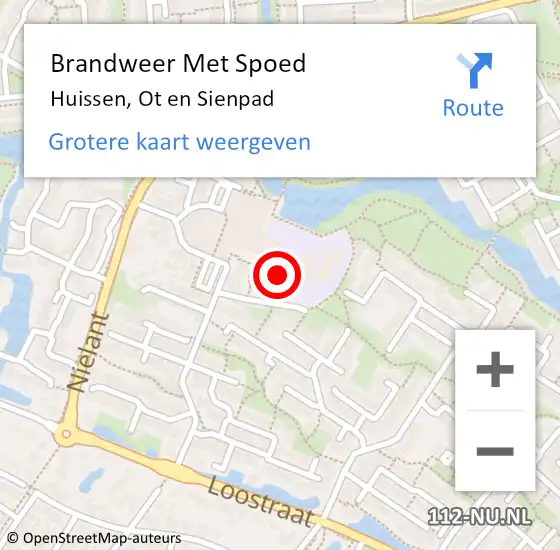 Locatie op kaart van de 112 melding: Brandweer Met Spoed Naar Huissen, Ot en Sienpad op 12 januari 2022 20:15