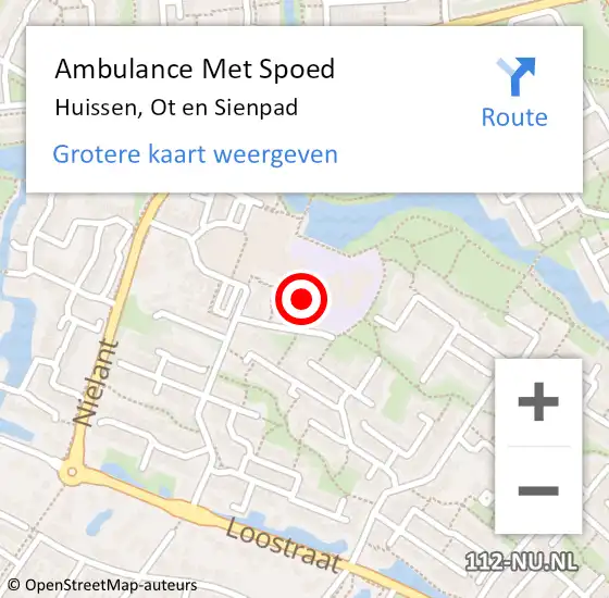 Locatie op kaart van de 112 melding: Ambulance Met Spoed Naar Huissen, Ot en Sienpad op 12 januari 2022 20:31