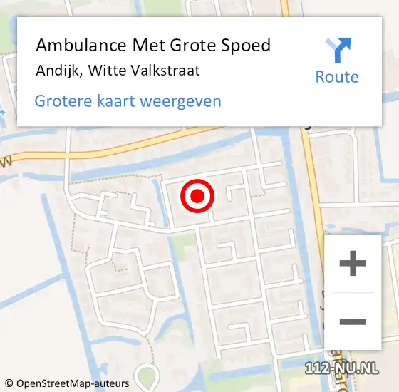 Locatie op kaart van de 112 melding: Ambulance Met Grote Spoed Naar Andijk, Witte Valkstraat op 13 januari 2022 01:46