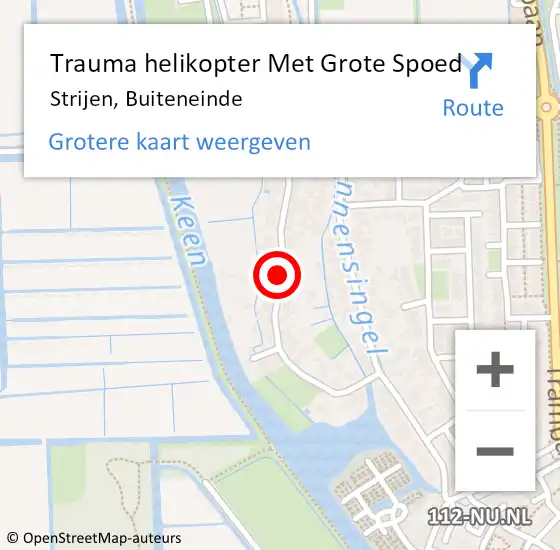 Locatie op kaart van de 112 melding: Trauma helikopter Met Grote Spoed Naar Strijen, Buiteneinde op 13 januari 2022 03:53