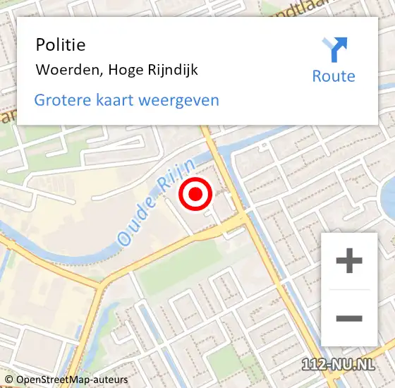 Locatie op kaart van de 112 melding: Politie Woerden, Hoge Rijndijk op 13 januari 2022 09:21