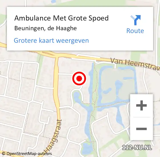 Locatie op kaart van de 112 melding: Ambulance Met Grote Spoed Naar Beuningen, de Haaghe op 13 januari 2022 10:41