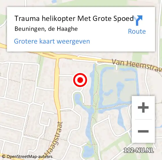 Locatie op kaart van de 112 melding: Trauma helikopter Met Grote Spoed Naar Beuningen, de Haaghe op 13 januari 2022 10:41